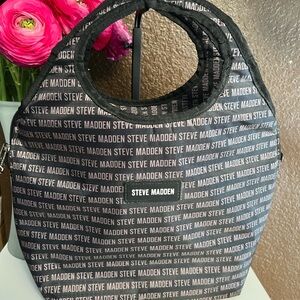 Steve Madden Black and Brown Logo Zippered Lunch Bag